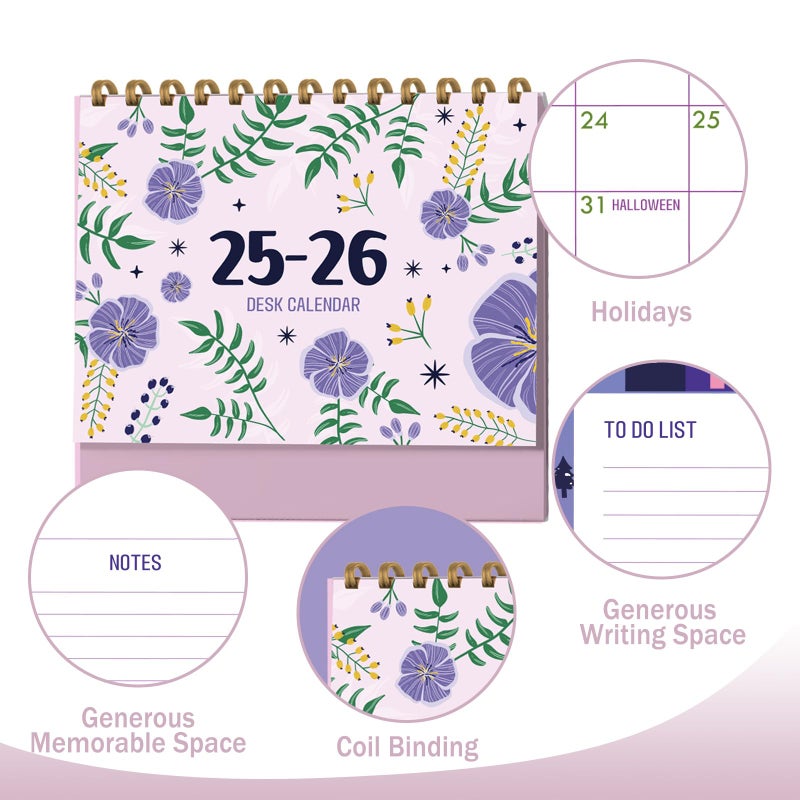 Bomichi Aesthetic Desk Calendar 2025-2026, Beautiful Small 25-26 Flip Desktop Calendar for Planning and Organizing In Your Home, School or Office, Runs from October 2025 until December 2026 - Image 3